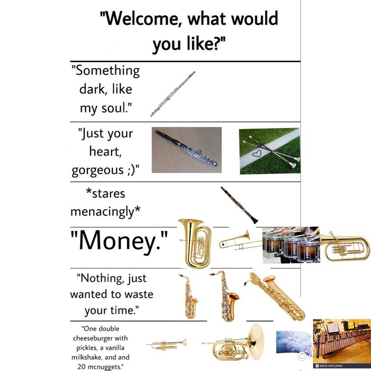 an advertisement with musical instruments and words describing what would you like them to play?