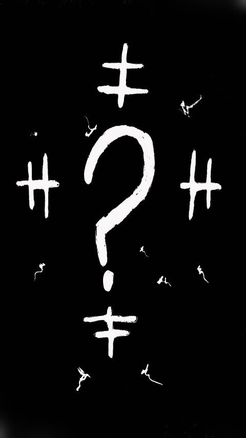 a black and white photo with the question mark drawn on it