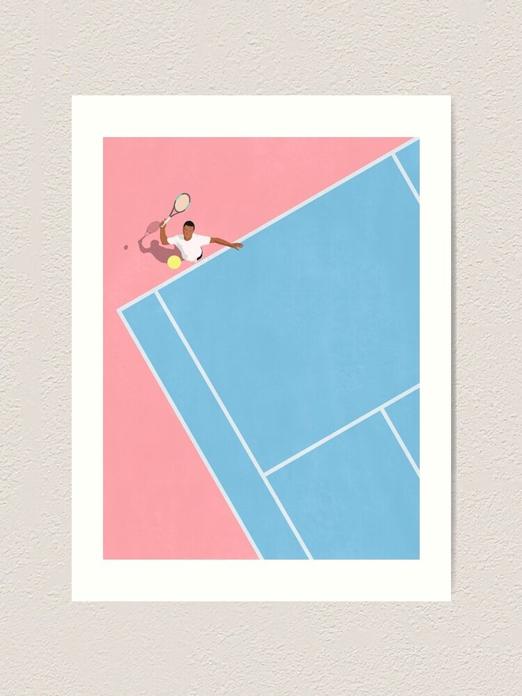 a tennis player is hitting the ball with his racket art print by artist unknown