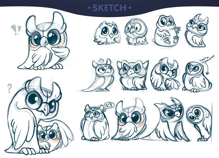 an image of some cute owls with different expressions on their face and body, in various poses