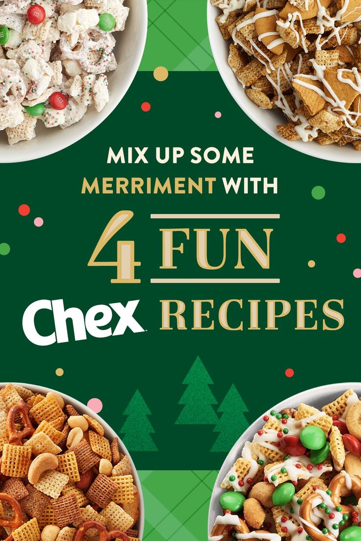 four fun chex recipes are featured in this holiday ad for the food company's christmas menu