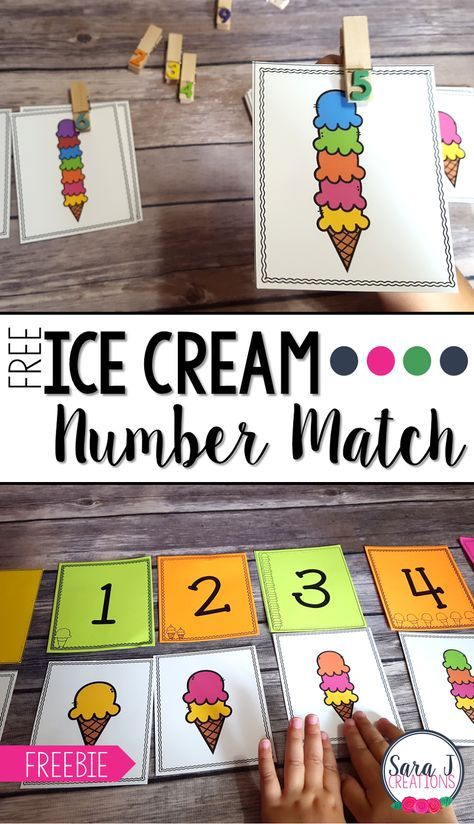 the ice cream number match game is shown with two hands and one hand holding an ice cream