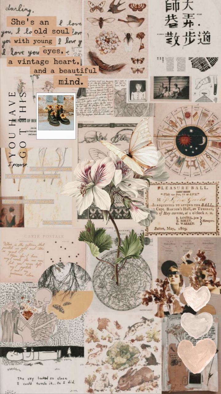 a collage with flowers and words on it