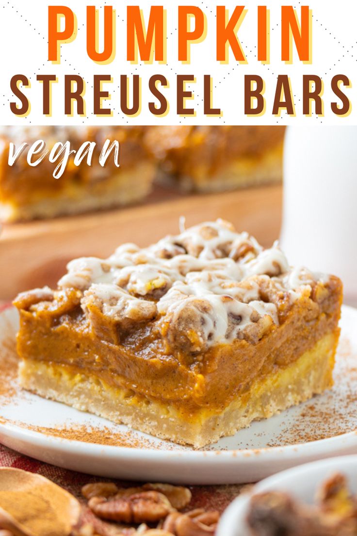 pumpkin streusel bars on a white plate