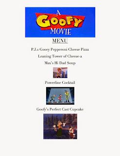 an advertisement for the googly movie menu, with images of cartoon characters on it