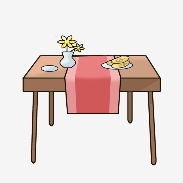 a table with a vase and flowers on it, next to a red table cloth