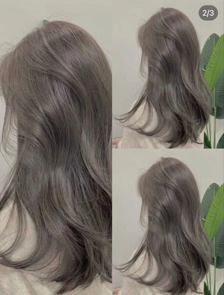 Grey Korean Hair, Ash Grey Short Hair Asian, Beige Grey Hair Color, Brown Ash Grey Hair, Ash Taupe Gray Hair Color, Deep Ash Grey Hair, Cool Grey Hair Color, Light Ash Gray Hair Color, Silk Greige Hair