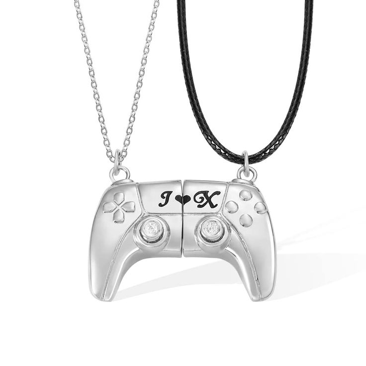 PRICES MAY VARY. Customizability: You can choose from two different pendant styles with four colors, and chain lengths. Then personalize the left and right pendants with your initials. You can create a truly unique and personalized game controller necklace for yourself or your lover. Personalized Couple Necklace This necklace is a one-of-a-kind accessory that stands out in a sea of generic jewelry. Its innovative design and practical uses make it a conversation starter and a must-have for gaming Adjustable Black Necklaces For Mother's Day, Adjustable Black Necklace For Mother's Day, Black Necklace For Birthday And Mother's Day Gift, Couples Necklaces For Valentine's Day Gift, Couples Necklace For Valentine's Day Gift, Black Couple's Necklace As Gift, Personalized Couples Jewelry For Birthday Gift, Couples Silver Jewelry Gift, Silver Couples Jewelry Gift