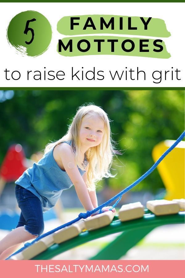 Everyone wants to raise kids with grit- but how exactly do you DO that? We've got five kid-friendly family mottoes that will go a long way in teaching grit to kids. Find them all (and find out how to make them your own!) at TheSaltyMamas.com. #grit #teachinggrit #raisingkidswithgrit #gritactivities #activitiestoteachgrit #whatisgrit #raisinggrittykids #kidswithgrit #teachinggrittokids #parenting #parentingadvice #adviceformoms #familygoals #familyrelationships #familymottoes #parentingtips Family Motto Ideas, Motto Ideas, Teaching Grit, Family Motto, Parenting Issues, Parenting Knowledge, Potty Training Tips, Real Moms, Social Emotional Skills