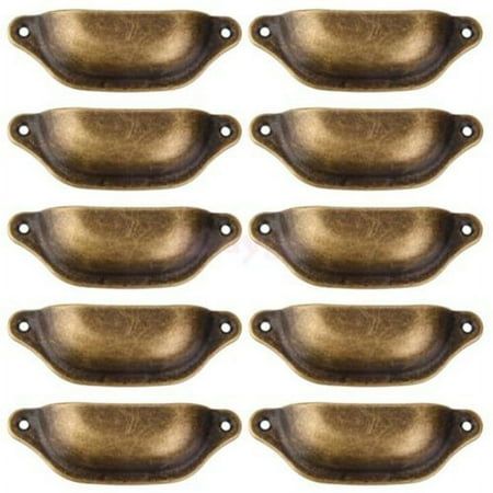 set of six antique brass finish drawer pulls