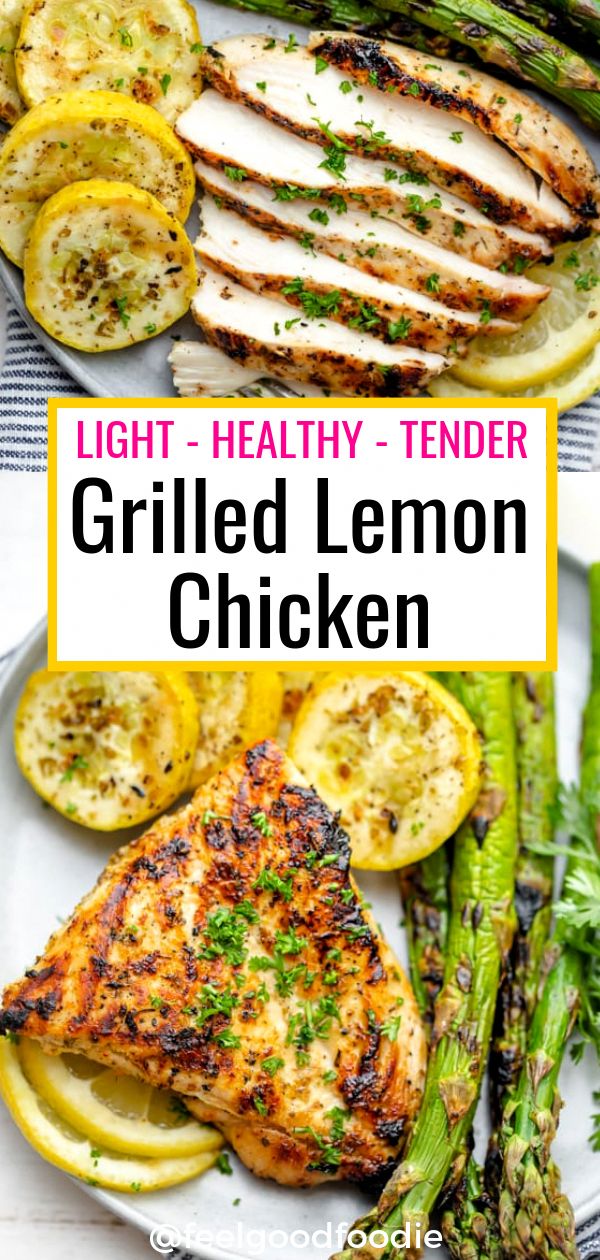 grilled lemon chicken on a plate with asparagus