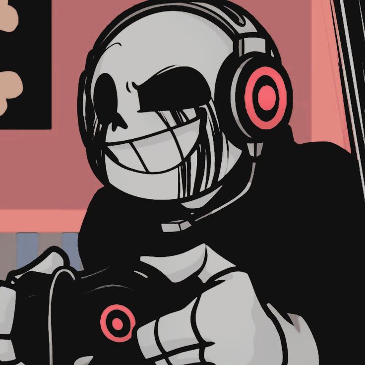 a cartoon character with headphones on holding a camera