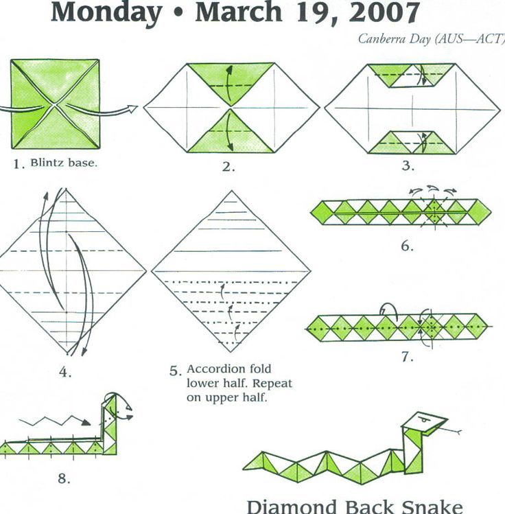 the instructions for how to make an origami snake