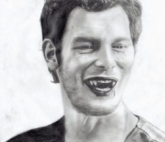 a black and white drawing of a man with his mouth wide open, smiling at the camera