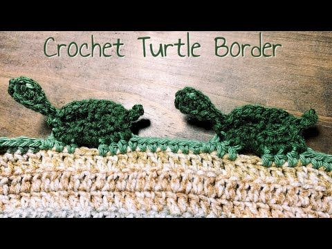 crochet turtle border on top of a wooden table