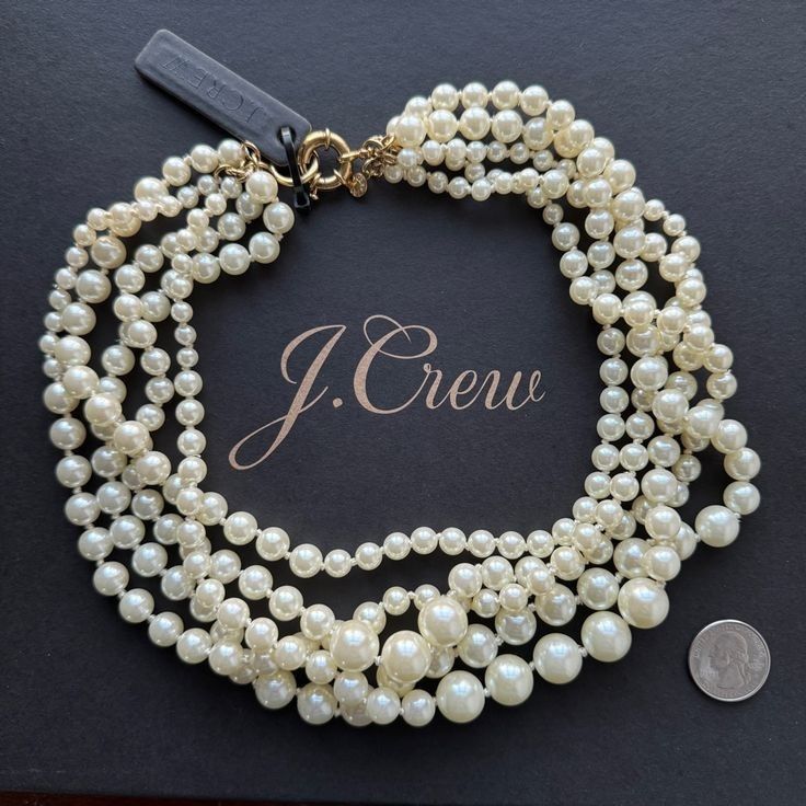 How To Wear Pearls, Unique Pearl Jewelry, Multi Strand Pearl Necklace, Chunky Pearl Necklace, Brass Light, Chunky Pearls, Trending Jewelry, Pearl Statement Necklace, Chunky Necklaces