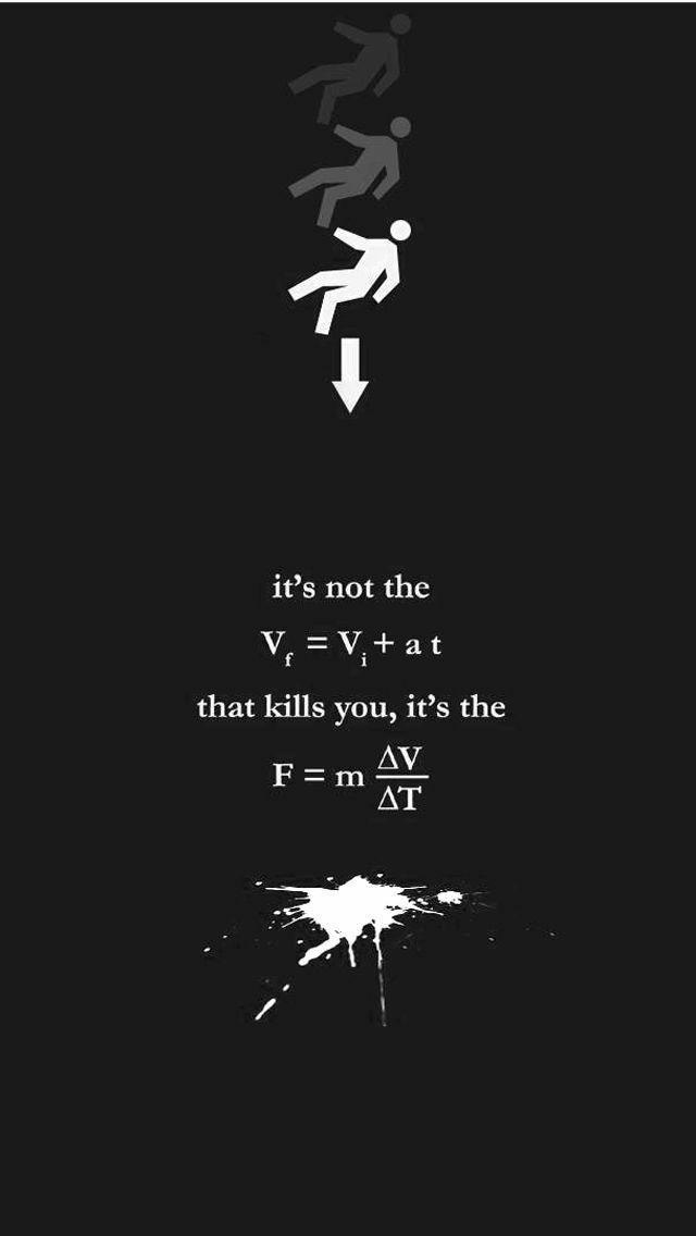 a black and white poster with the words it's not the v = v + at