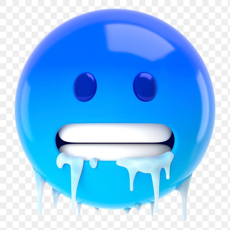 a blue smiley face with dripping white paint on it's side, and the eyes are