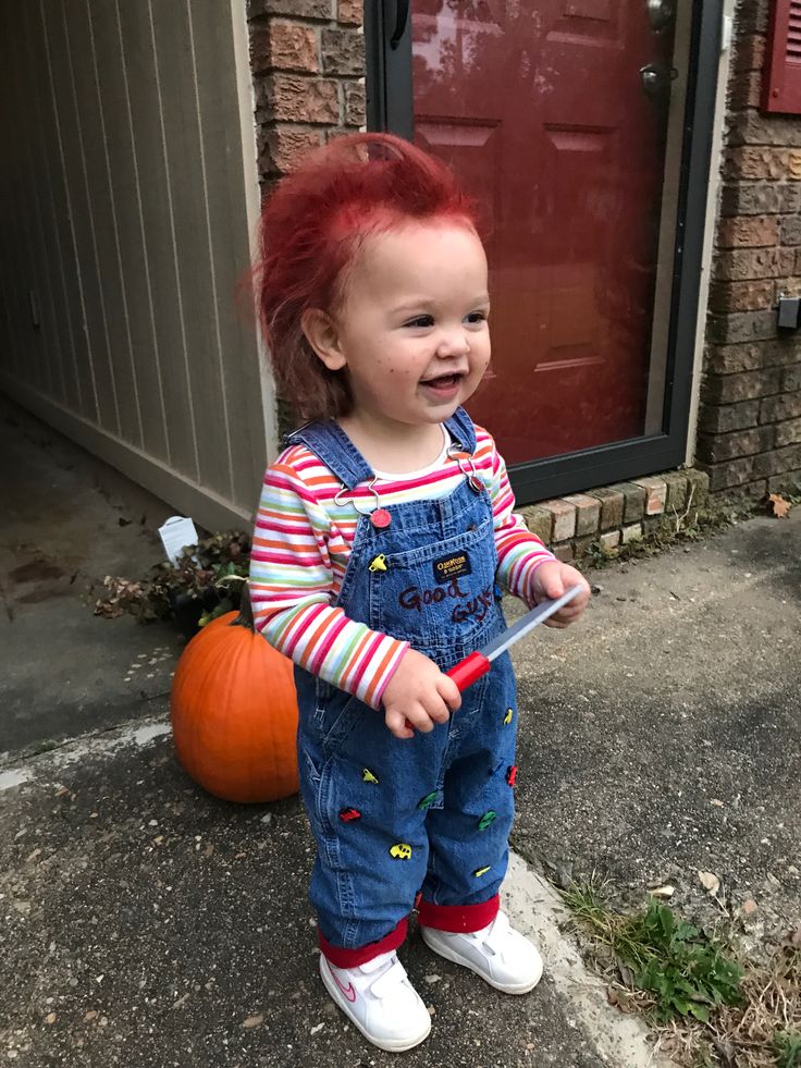 Chuckie Doll Costume, Chucky Fancy Dress, Baby Chucky Costume, Toddler Chucky Costume, Diy Chucky Costume, Chucky Costume For Kids, Bride Of Chucky Halloween, Chucky Outfit, Chucky Doll Costume