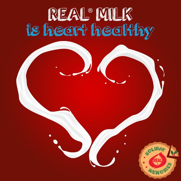 a red heart with the words real milk is heart healthy