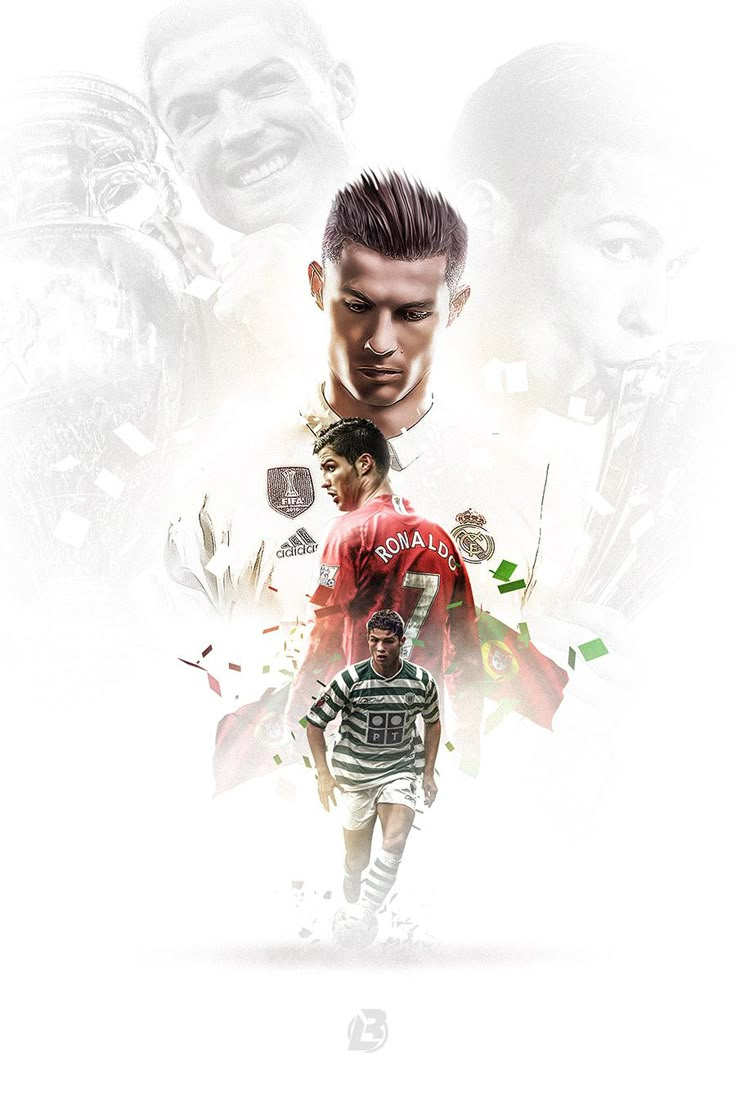 an image of a soccer player with many different faces on it's back side