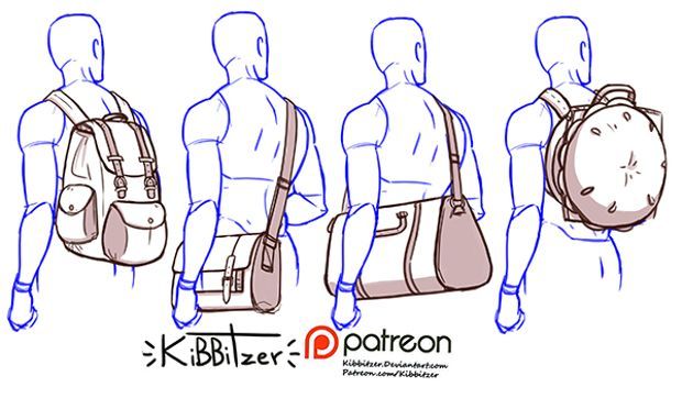 the back view of a man's backpack with three different angles to show it