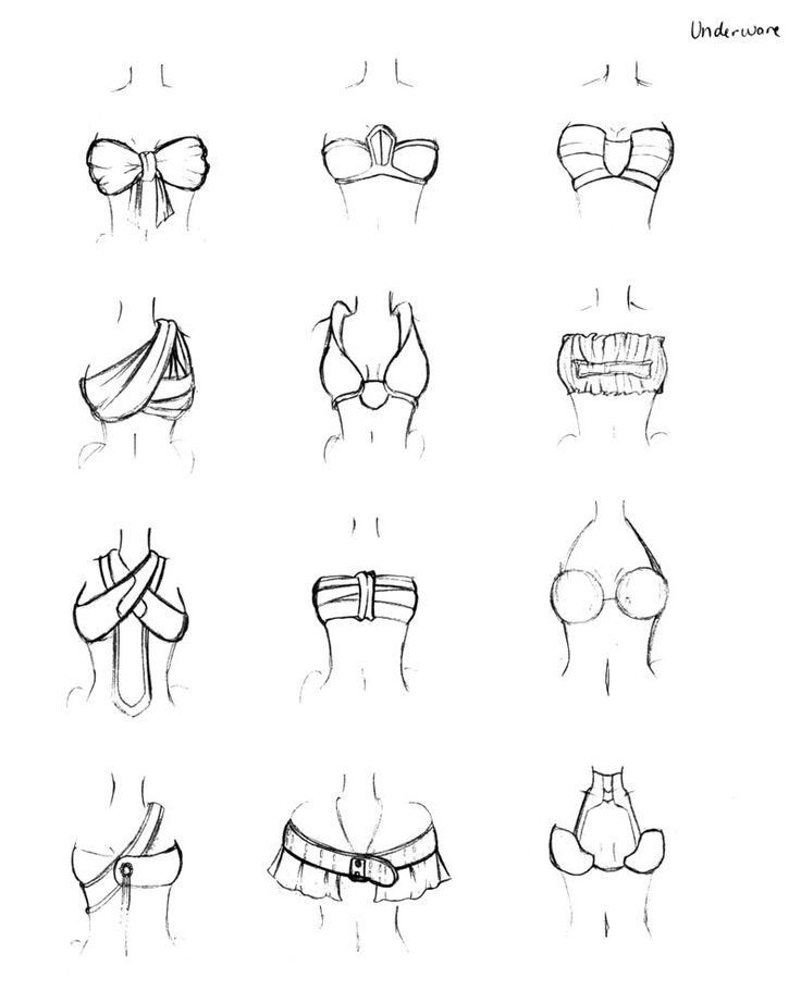 the different types of bras drawn by hand