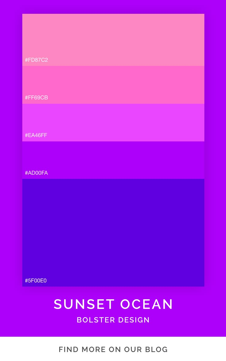 the color scheme for sunset ocean is shown in shades of pink, purple and red