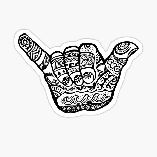 a black and white drawing of a hand making the shape of a peace sign sticker