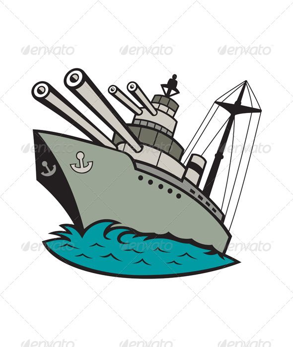 a cartoon ship sailing in the ocean with an anchor on it's side - people characters