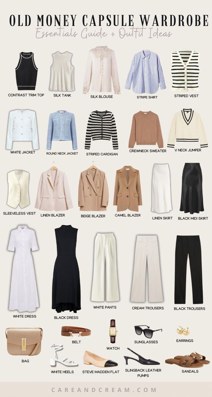 Current Aesthetic Trends, Unique Classy Outfits, Dress Like You Have Money, Old Money Capsule Wardrobe, Minimalist Wardrobe Capsule, Capsule Wardrobe Women, 2024 Aesthetic, Wedding Simple, Capsule Wardrobe Essentials