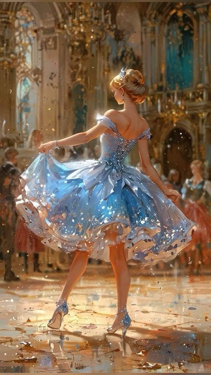 a woman in a blue dress is dancing