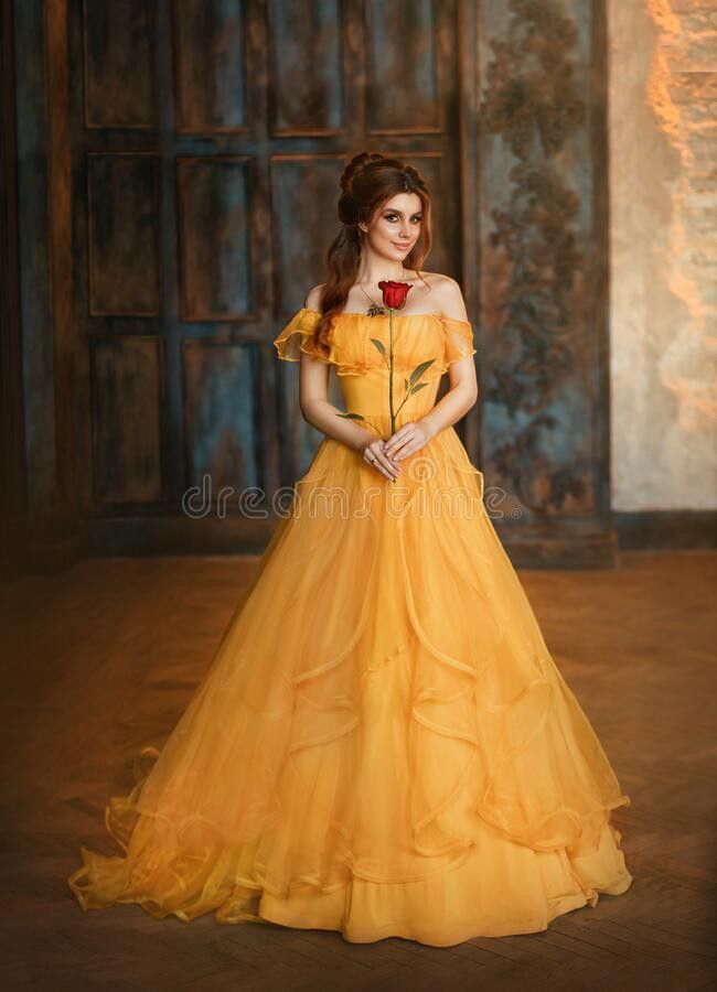 Belle Prom Dress, Yellow Ballgown, Belles Dress, Flower Red Rose, Beauty And The Beast Dress, Princess Belle Dress, Belle Gown, Beauty And Beast Wedding, Yellow Long Dress