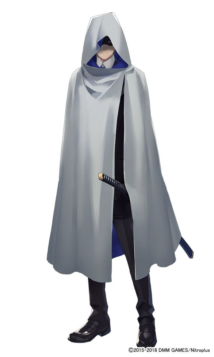 Hooded Anime Character, Anime Cloak Character Design, Hooded Cloak Drawing Reference, Cloaked Man Art, Cloak Drawing, Cape Drawing, Cloak Anime, Cloak Outfit, Alluka Zoldyck