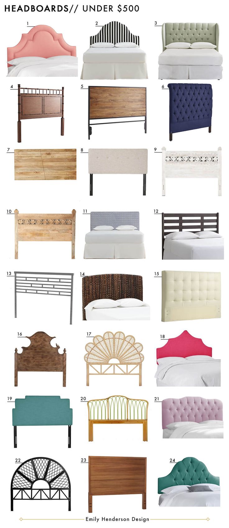 different types of bed frames and headboards under $ 500