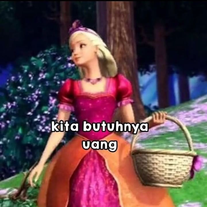 a girl in a pink dress holding a basket with the words kita buuhya yangg on it