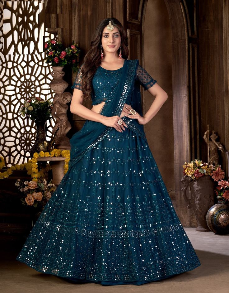 Embroidered Skirts, Plus Size Lehenga, Fancy Lehenga, Dupatta Top, Mirror Work Lehenga, Silk Lehenga Choli, Net Blouse, Party Wear Lehenga Choli, Wedding Lehenga Choli