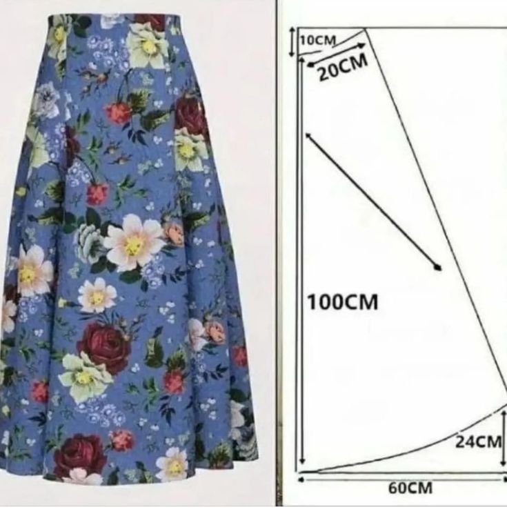 an image of a skirt with measurements for the bottom and side view, as well as how to measure it