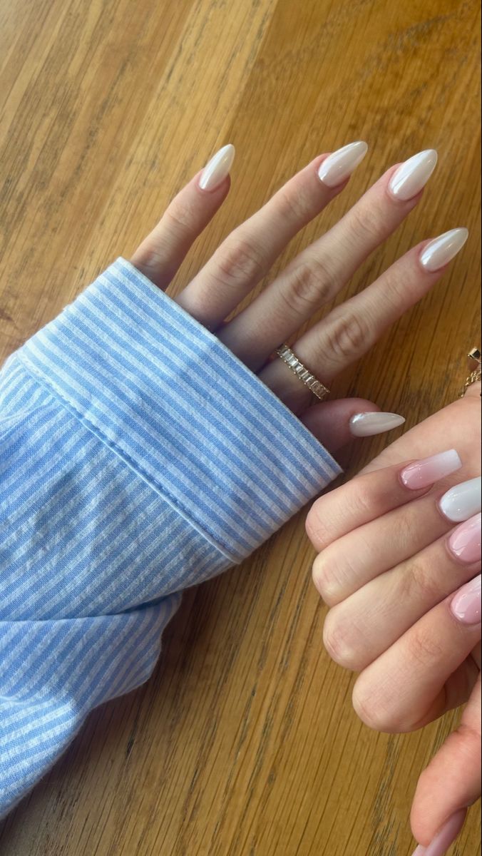 white nails, nail inspo, white chrome nails, blue, gold, sophia richie, blush pink, bubbly pink, bubble bath, sophia richie nails, baby blue, tik tok nails, short nails, medium nails, jewelry, gold, silver, sophia richie outfit inspo, outfit inspiration, summer nails, spring nails, aesthetic, wedding nails, engagement nails, nail ideas, nail colours for pale skin, nail inspiration, chrome nails Cute Nails For Pale Skin, Nail Inspo For Pale Skin, Nail Colours Pale Skin, Nail Inspo Pale Skin, Pale Skin Nail Ideas, Nail Ideas Pale Skin, Pale White Nails, Nails On Pale Skin, Sophia Richie Nails