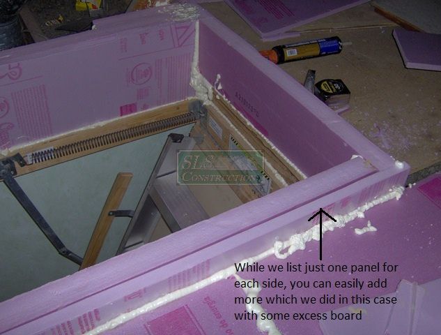 the inside of a pink box with some tools in it and an arrow pointing up