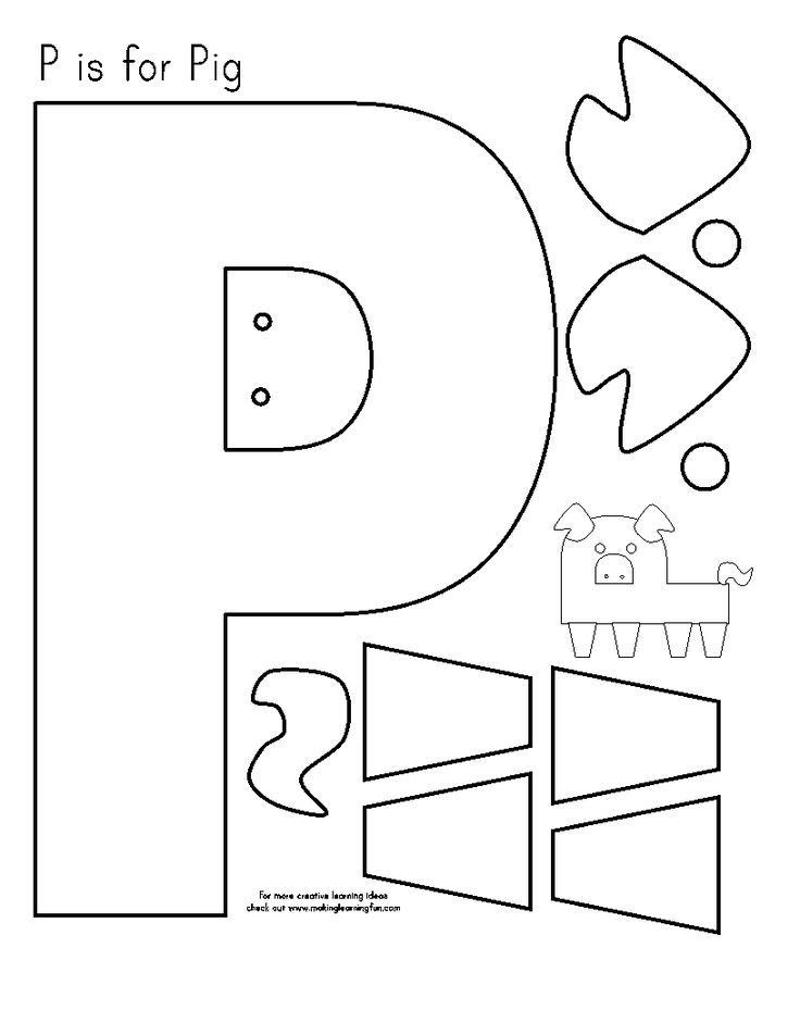 the letter p is for pig coloring page with animals and letters to color on it