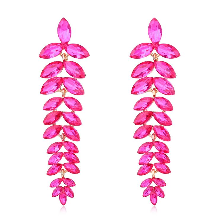 PRICES MAY VARY. Long Chandelier Design - Kelmall's leaf-shaped dangling earrings features a nature-inspired design with rhinestone-studded leaf-shaped charms that brush the shoulders, creating a stunning and dynamic look. Occasions - Rhinestone long chandelier dangling earrings are worn for any occasions, such as weddings, parties, or red carpet events, where they can be paired with elegant and sophisticated ensembles. Premium Qualtiy - Adorned selected hot pink crystals, crafted with gold plat Hot Pink Earrings, Long Chandelier, Crystal Teardrop Earrings, Box Package, Statement Drop Earrings, Chandelier Design, Nature Inspired Design, Dangling Earrings, Pink Earrings