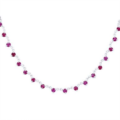 Make a colorful statement with this adjustable tennis necklace featuring 1.85 carats of rubies. Ruby Necklace Simple, Diamonds Direct, Ruby Necklace, Necklace Simple, Tennis Necklace, Womens Jewelry Necklace, Jewelry Necklace Pendant, Diamond Necklace, Ruby