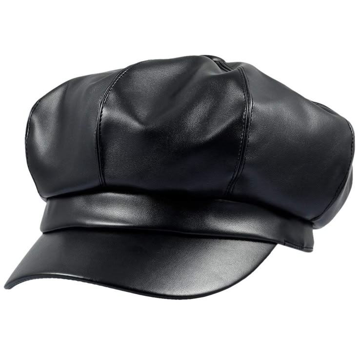 PRICES MAY VARY. Solid Color 8 Panel Hats for Women -- Made of PU leather. 8 panels on top looks great and complements various face shapes. Stretchy, One Size Fits Most -- Fits best for hat size from 6 3/4-7 3/8. Size details(approx): brim:1.96"(5cm); height:4.3"(11cm); circumference(outer):21.2"-22.8"(54-58cm). Elastic band at back for a superior fit. Vintage & Classic Style Newsboy Hat -- A perfect accessory to makes your everyday difference. Match with a casual jacket, overcoat ,suit and jean Leather Ivy Cap, Panel Hats, Png Pictures, Gang Leader, Leather Beret, Beret Cap, Painter Hat, Ivy Cap, Types Of Hats