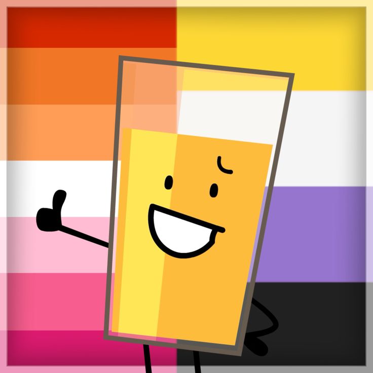 a cartoon character is holding up a rainbow colored square with one hand and the other leg