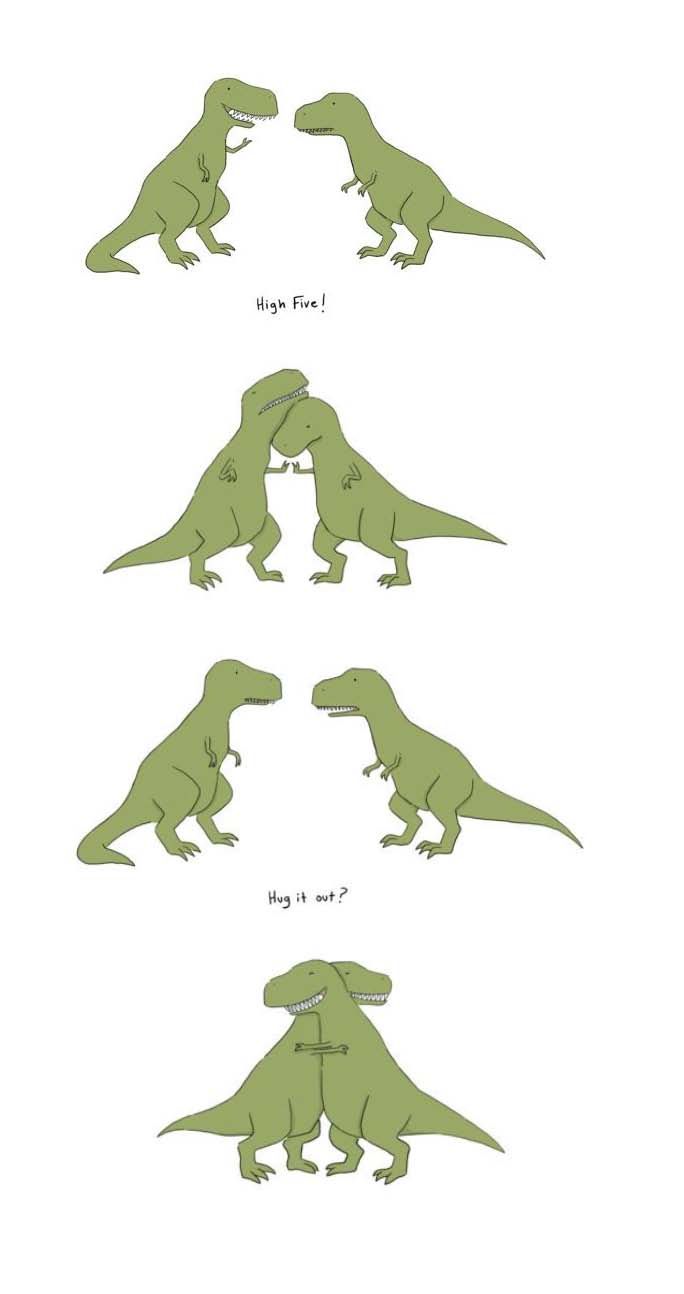 four different types of dinosaurs are shown