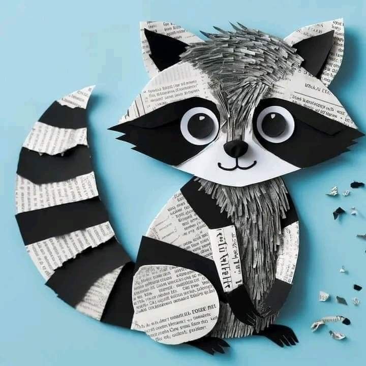 a paper plate with a raccoon cut out of it