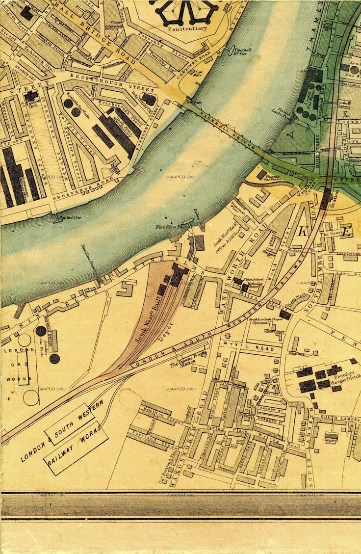 an old map of the city of new york, with rivers running through it and buildings on both sides