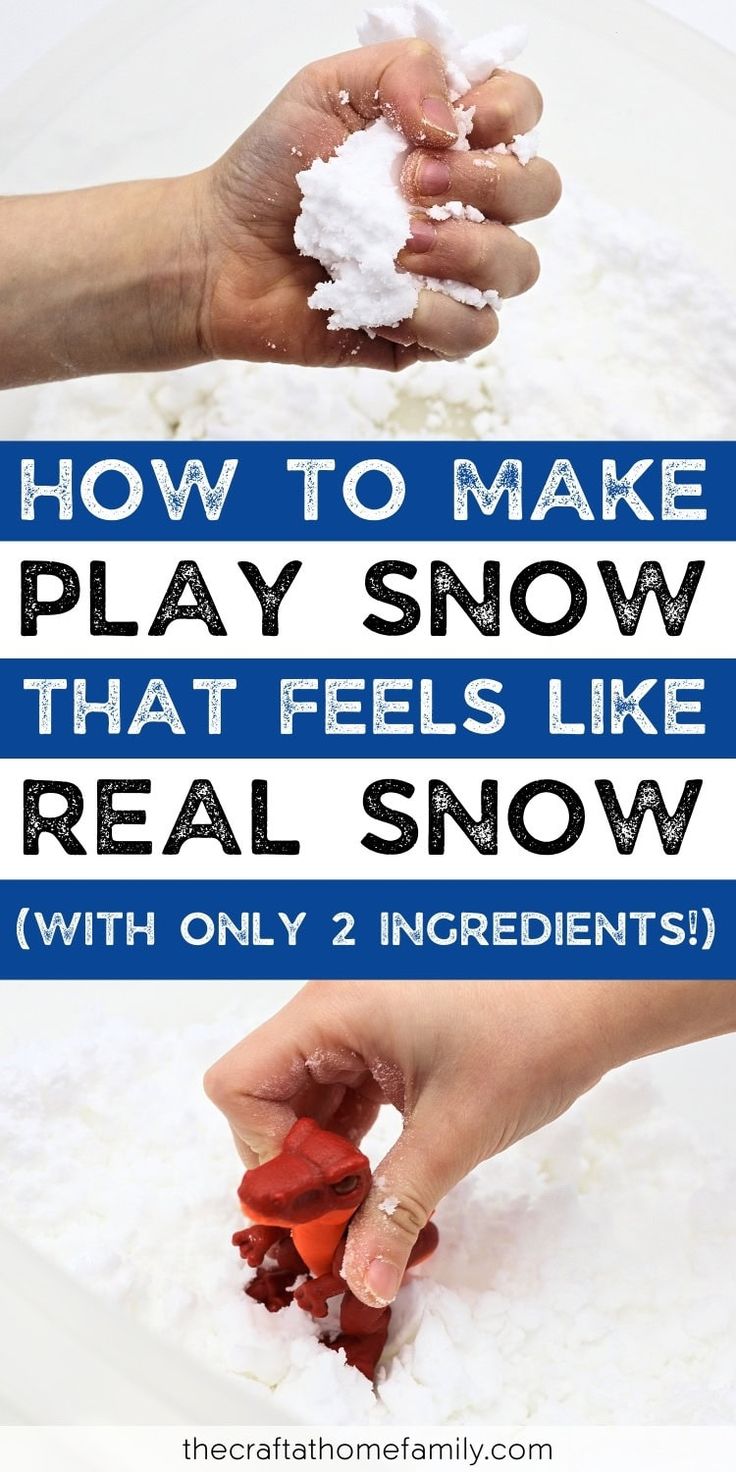 two hands are scooping snow into a bowl with the words how to make play snow that feels like real snow