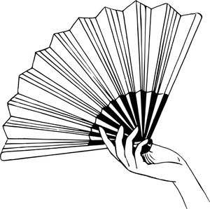 a hand holding a fan that is black and white